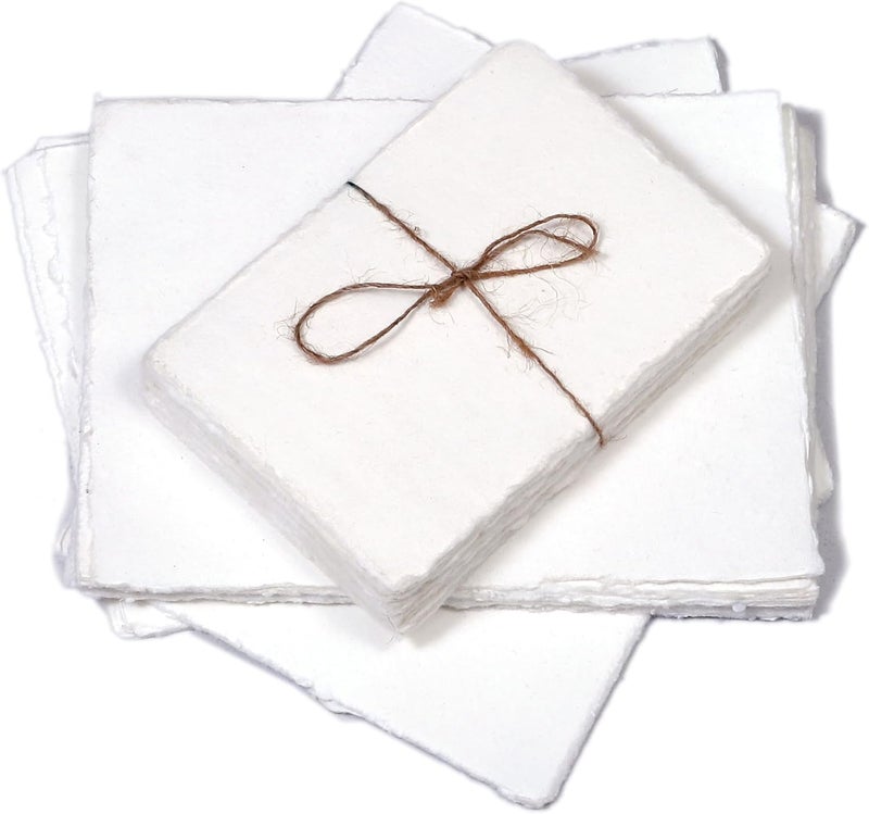 HLC 50 Pack Cotton Watercolor Paper with Deckle Edge 200 GSM Rough Textured Watercolor Paper for Writing - Image 4